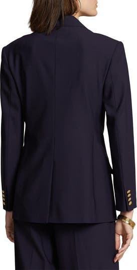 Polo Ralph Lauren Women's Double-Breasted Wool-Blend Blazer Navy