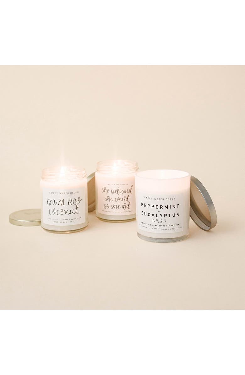 SWEET WATER DECOR She Believed She Could So She Did 9 oz. Soy Candle - Set of 2, Main, color, WHITE