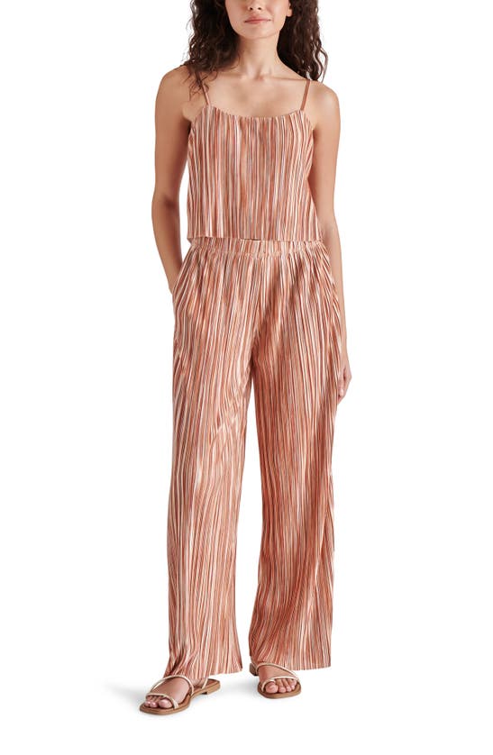 Shop Steve Madden Ansel Stripe Variegated Pleat Pants In Terracotta Multi