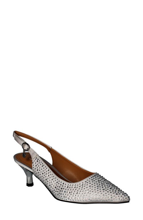 J. Reneé Ferryanne Pointed Toe Slingback Pump In Steel Gray Satin/rhinestones