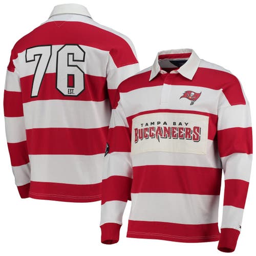 UPC 195195409568 product image for Men's Tommy Hilfiger Red/White Tampa Bay Buccaneers Varsity Stripe Rugby Long Sl | upcitemdb.com