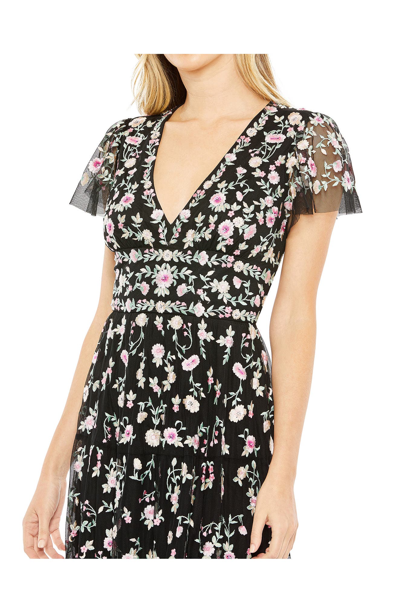 Mac Duggal Women's Floral Midi Dress - Black Multi - Size 16