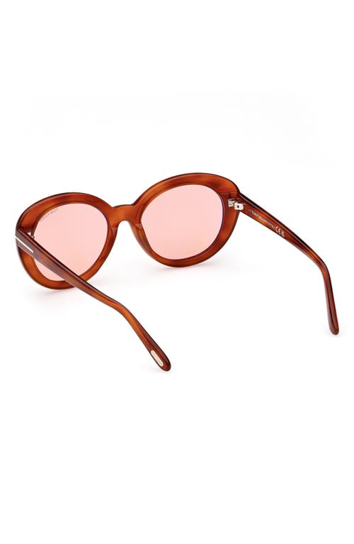Tom Ford Eyewear Round Frame Sunglasses In Blonde Havana/violet