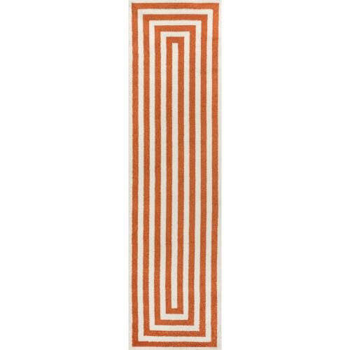 Jonathan Y Bandol Modern Classic Mitre Stripe Area Rug In Terracotta/ivory