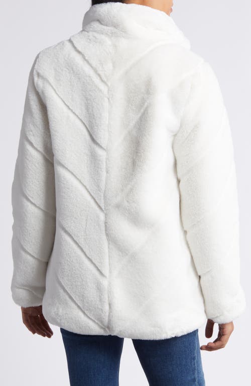 Shop Via Spiga Chevron Faux Fur Jacket In Winter White