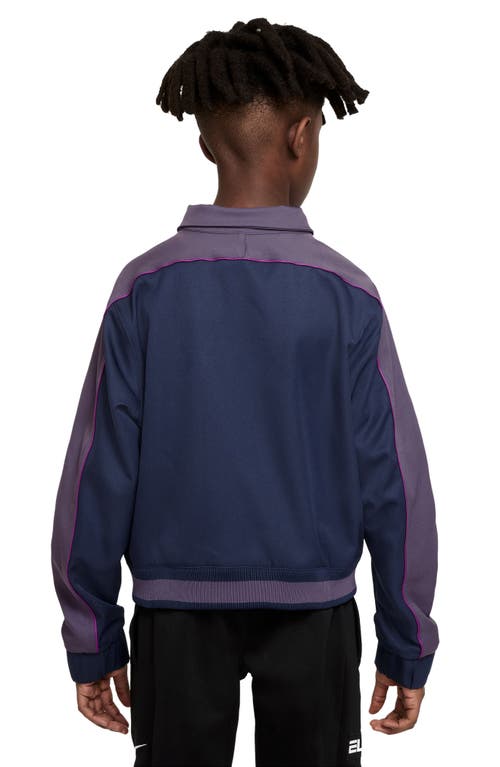 Shop Nike Kids' Lebron James Dri-fit Oversize Track Jacket In Midnight Navy/purple