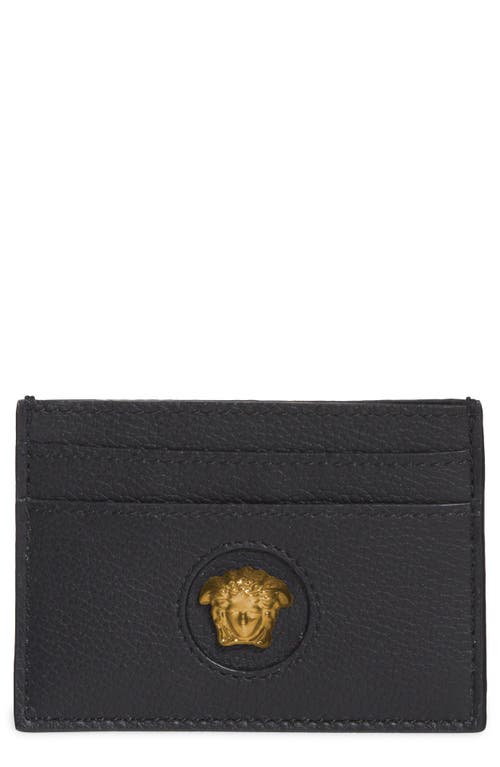 Versace Medusa Leather Card Case in Black-Versace Gold at Nordstrom