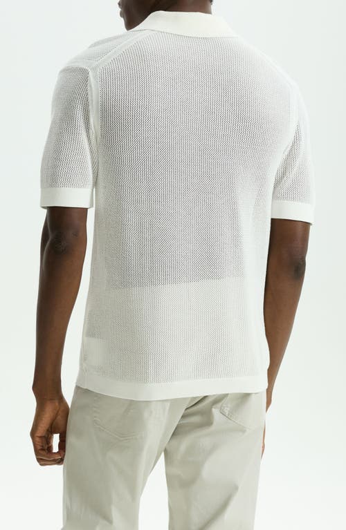 Theory Cairn Johnny Collar Mesh Polo In Ivory