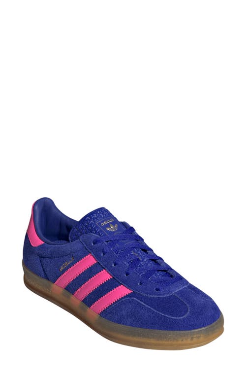 Shop Adidas Originals Adidas Gazelle Indoor Sneaker In Blue/lucid Pink/gum 3