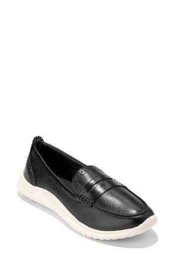 Cole Haan Zerogrand Meritt Leather Loafers In Black/ivory