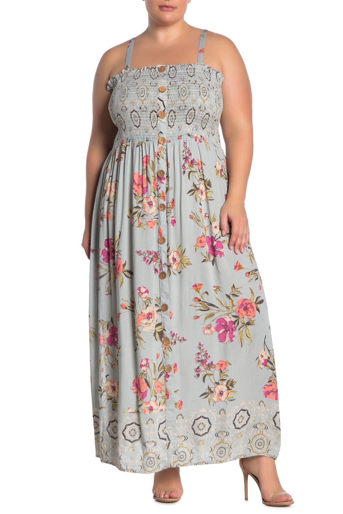 floral smocked maxi dress