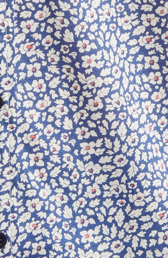 Shop Liberty London Feather Fields Lasenby Floral Cotton Button-up Shirt In Navy