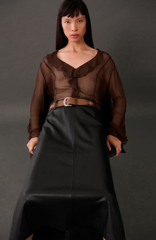 Mango Women's Leather Effect Midi Skirt In Black