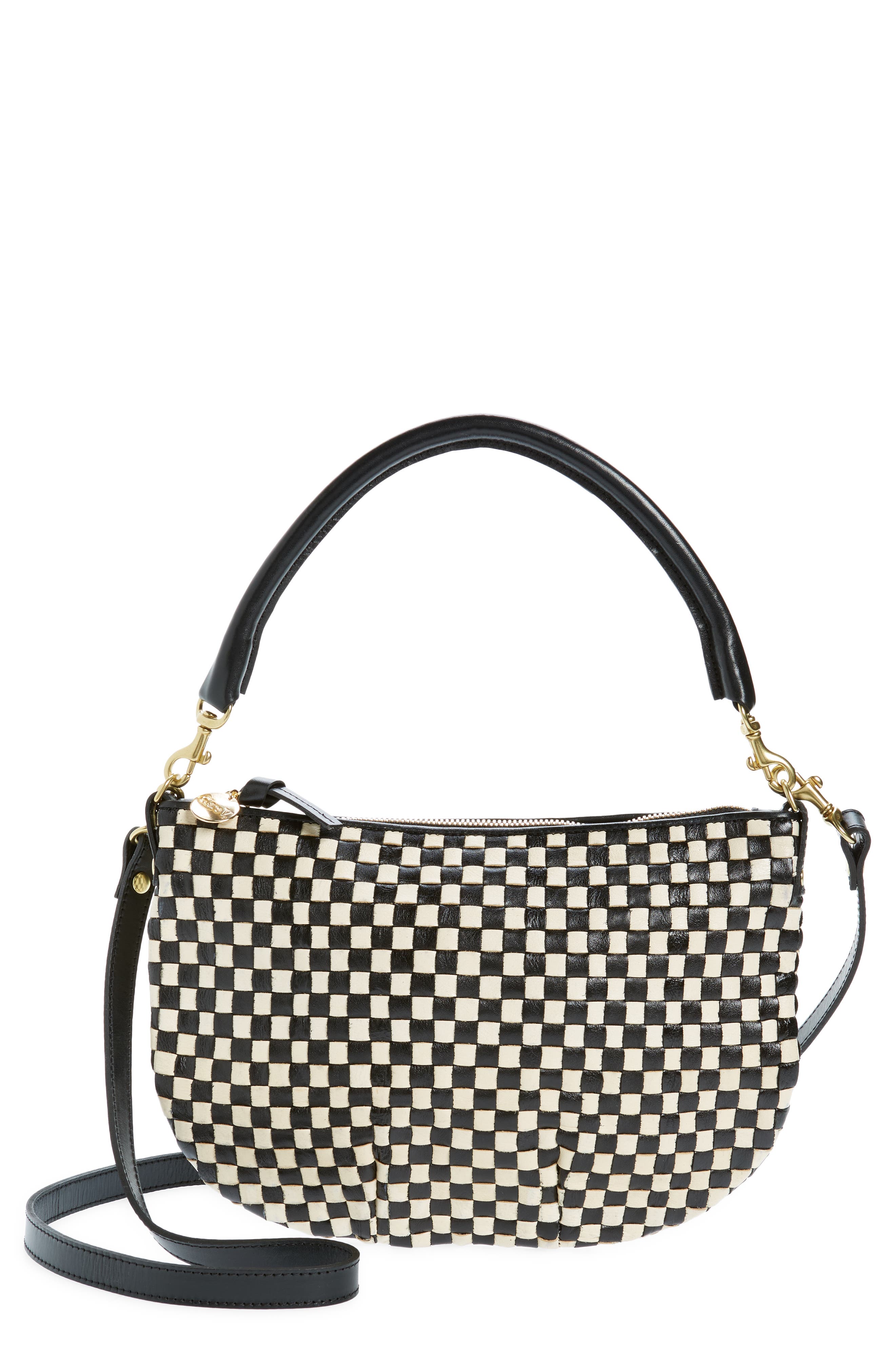 Clare V. Lucie Quilted Checker Crossbody Bag in Poppy/Khaki Quilted Checker