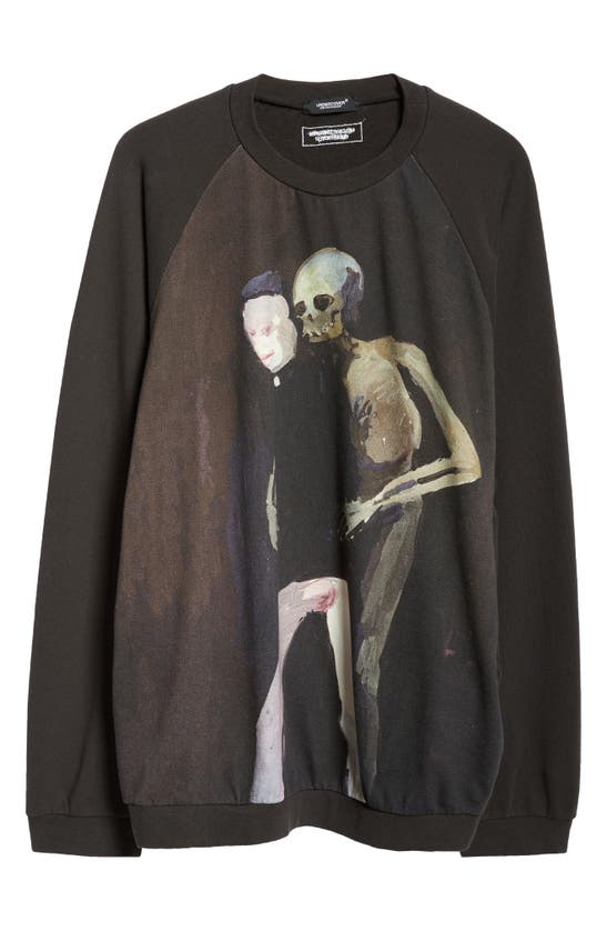 Shop Undercover Graphic Print Cotton Crewneck Sweatshirt In Black