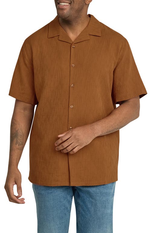 Johnny Bigg Griffen Relaxed Fit Textured Cotton Camp Shirt in Rust 