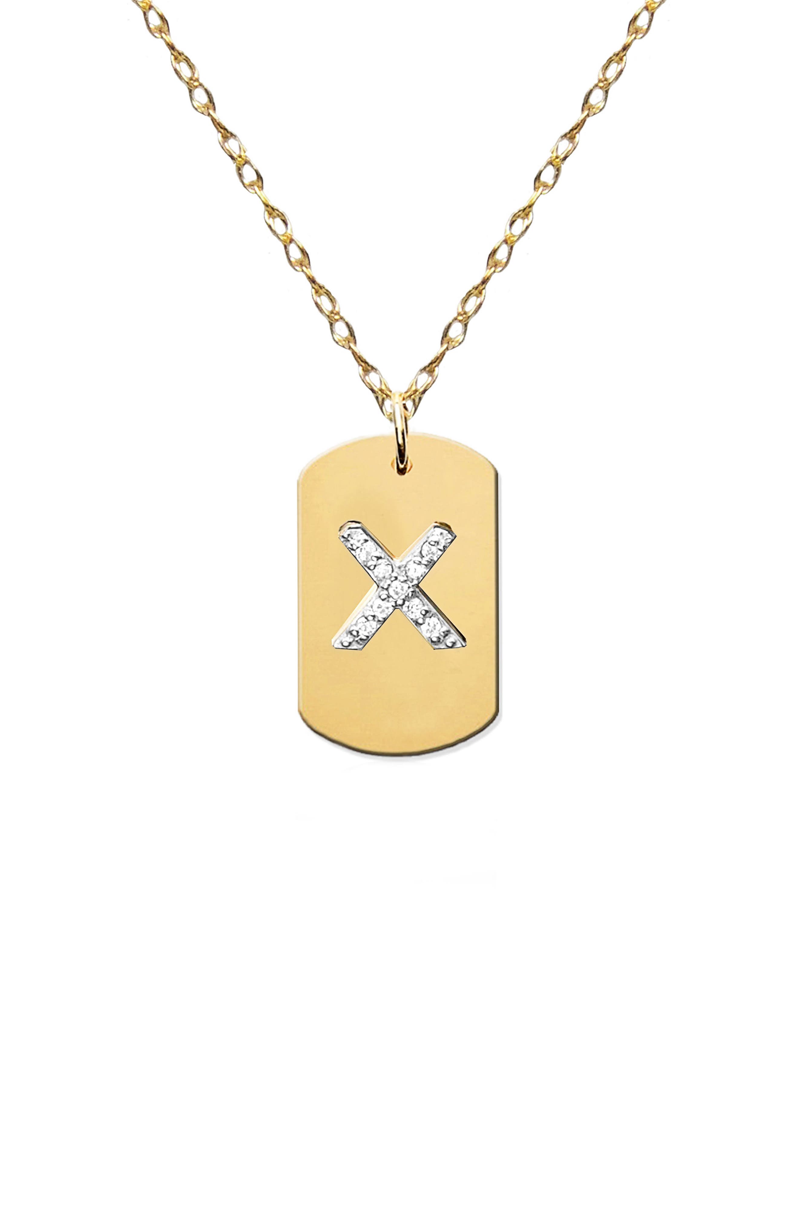 Jane Basch Designs Diamond Initial Dog Tag Necklace (Nordstrom Exclusive)