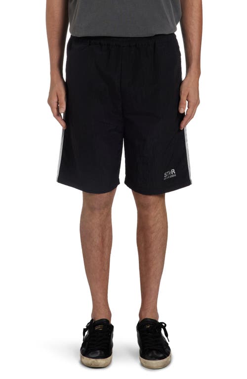 Golden Goose Star Logo Shorts In Black/silver