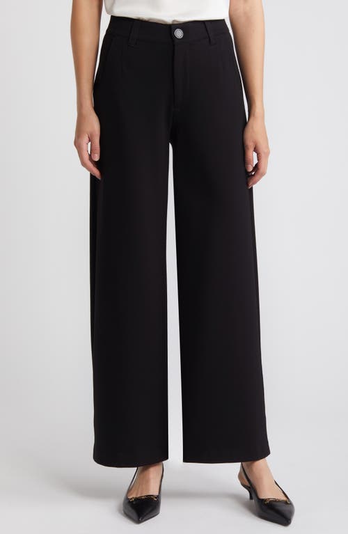 Wit & Wisdom Whitney 'ab'solution Skyrise Flat Front Wide Leg Pants In Black