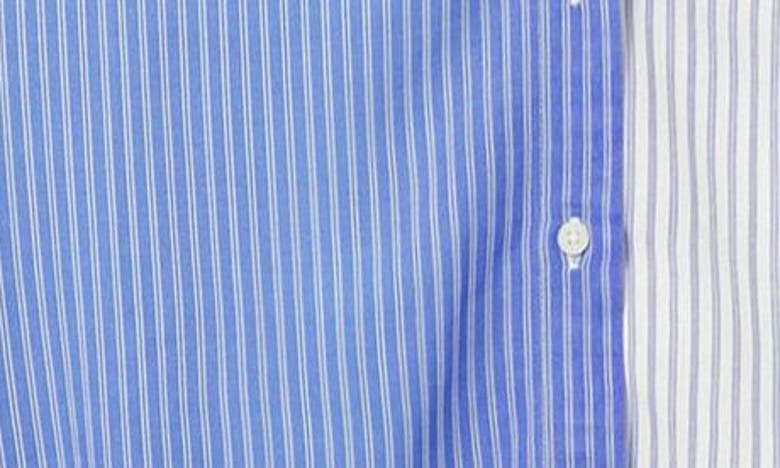 Shop Desigual Cam Flower Pocket Stripe Button-up Shirt In Blue