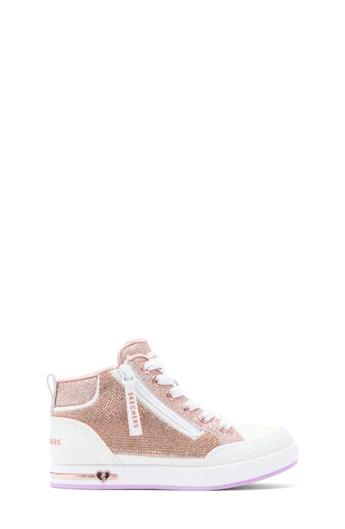 Shop Skechers Kids' Shoutouts 2.0 High Top Sneaker In White/rose Gold