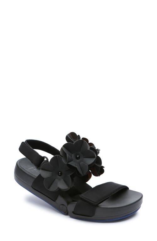 Figs by FIGUEROA Figs by FiIGUEROA Figulous Flower Sandal in Black Fabric at Nordstrom, Size 6.5-7Us