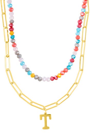 Adornia Initial Layered Necklace In Multi-t