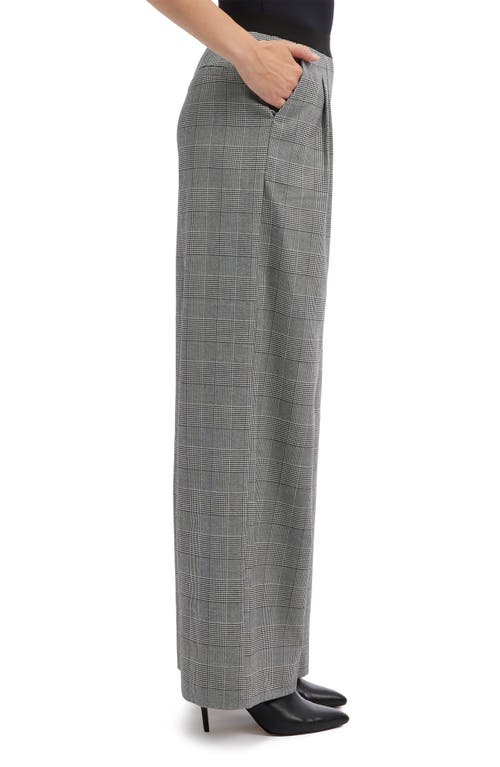 Nvlt Plaid Wide Leg Pull-on Pants In Black/grey