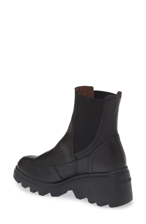 Shop Wonders Platform Wedge Chelsea Boot In Black Leather