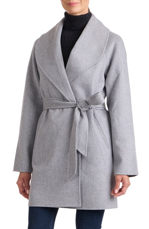 Shop Sofia Cashmere Double Face Wool Blend Wrap Coat In Grey