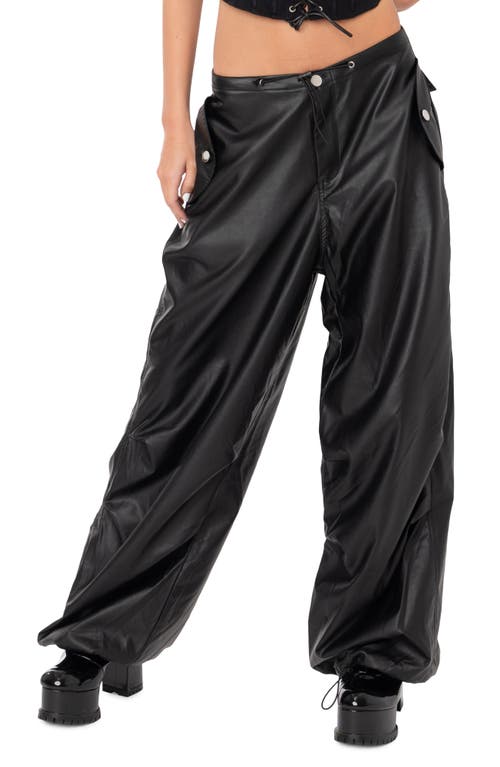 EDIKTED Rebel Oversize Faux Leather Pants in Black at Nordstrom, Size X-Small