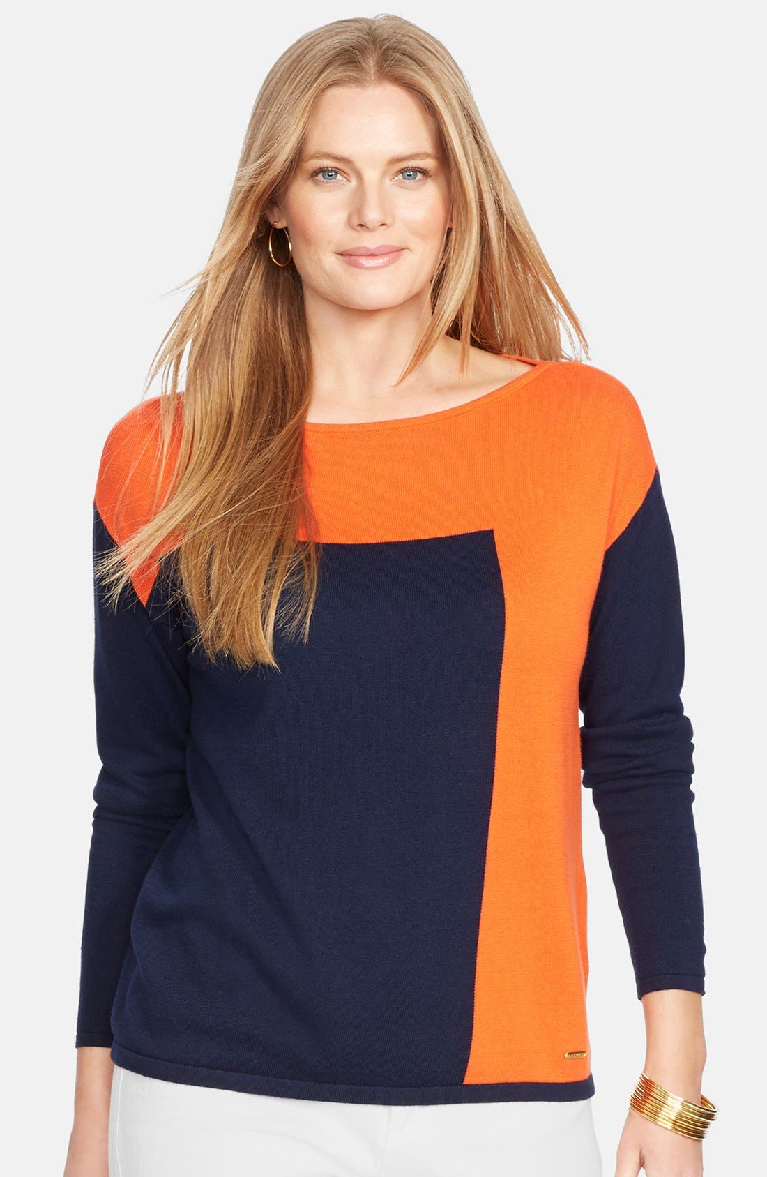 Lauren Ralph Lauren Colorblock Boatneck Sweater (Plus Size) | Nordstrom