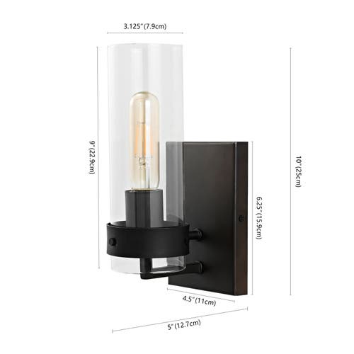 Jonathan Y Harper 4in Set Of 2 1-light Modern Farmhouse Iron/glass Led Sconce In Oil Rubbed Bronze