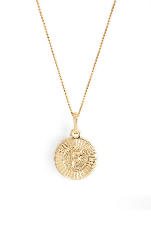 Bracha Initial Medallion Pendant Necklace in Gold - F