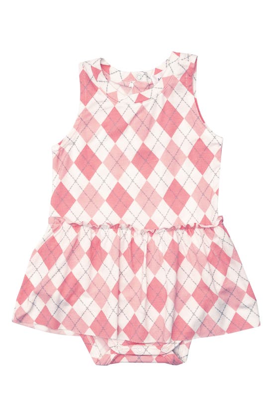Angel Dear Babies' Argyle Print Skirted Bodysuit In Pink