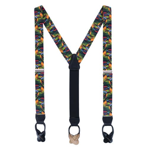 Trafalgar Jungle Parrot Silk Button End Suspenders In Multiple