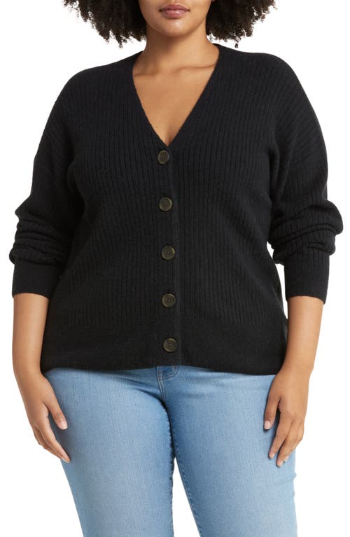 Madewell Cameron Rib Coziest Yarn Cardigan Sweater in True Black