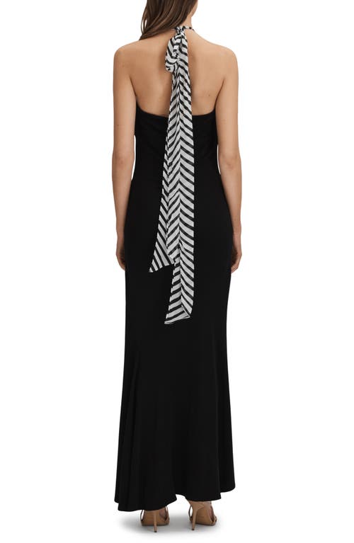 Reiss Iris Tie-neck Slim-fit Jersey Maxi Dress In Black