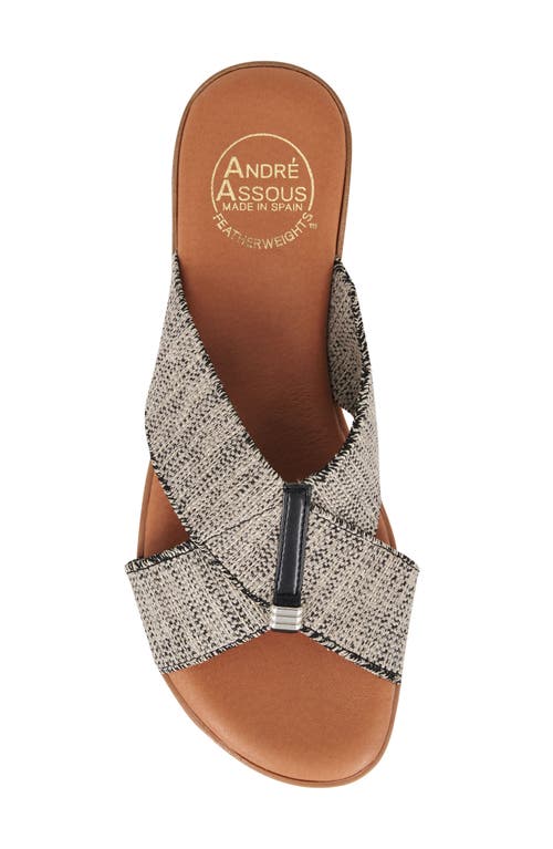 Shop Andre Assous André Assous Nani Sandal In Black/beige Linen