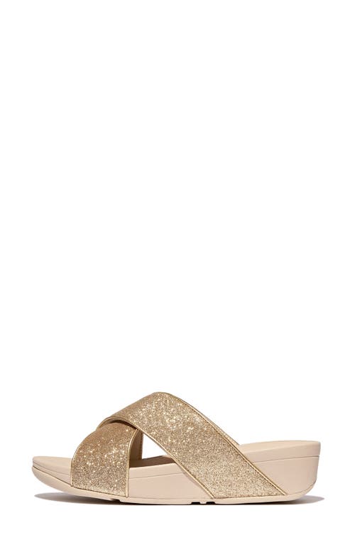 Shop Fitflop Lulu Glitterdust Platform Wedge Slide Sandal In Yellow