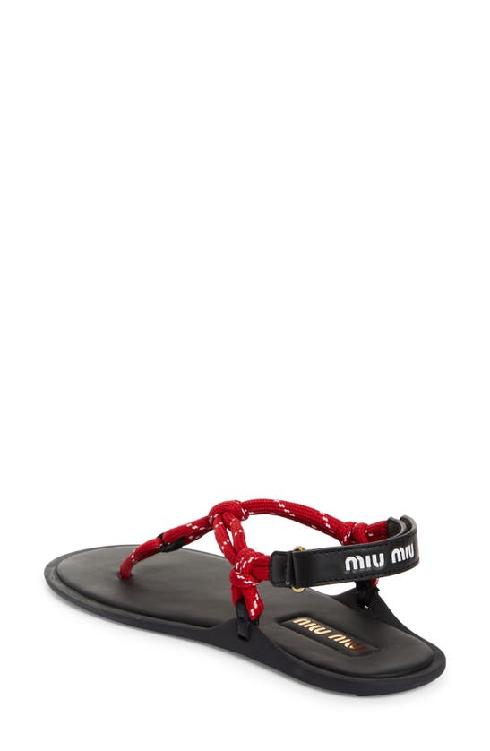 Shop Miu Miu Riviere Cord & Leather Sandal In Red