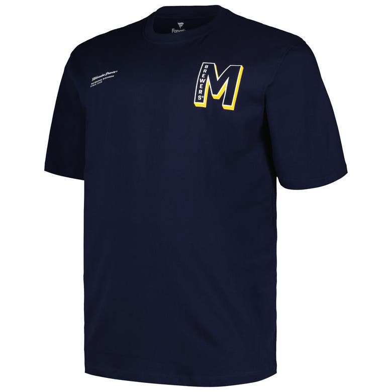 Shop Profile Navy Milwaukee Brewers Big & Tall Split Zone T-shirt