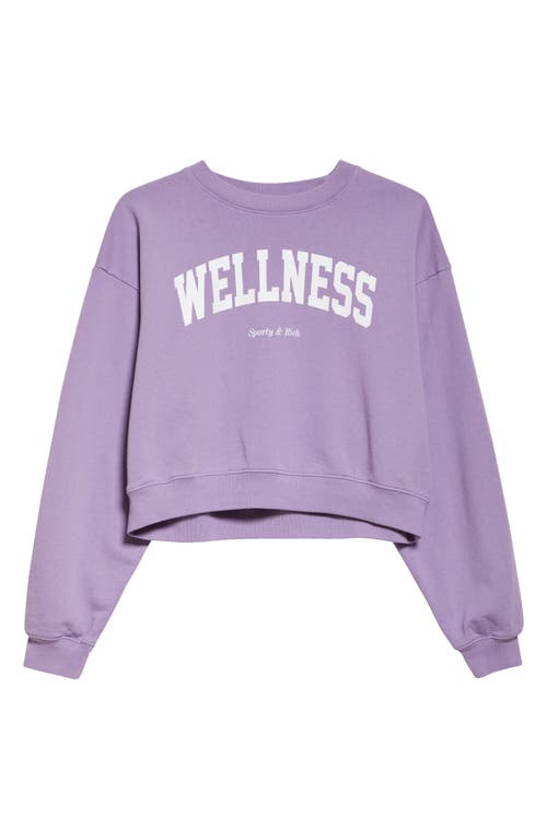 Shop Sporty And Rich Sporty & Rich Wellness Ivy Cotton Crop Graphic Sweatshirt In Violet