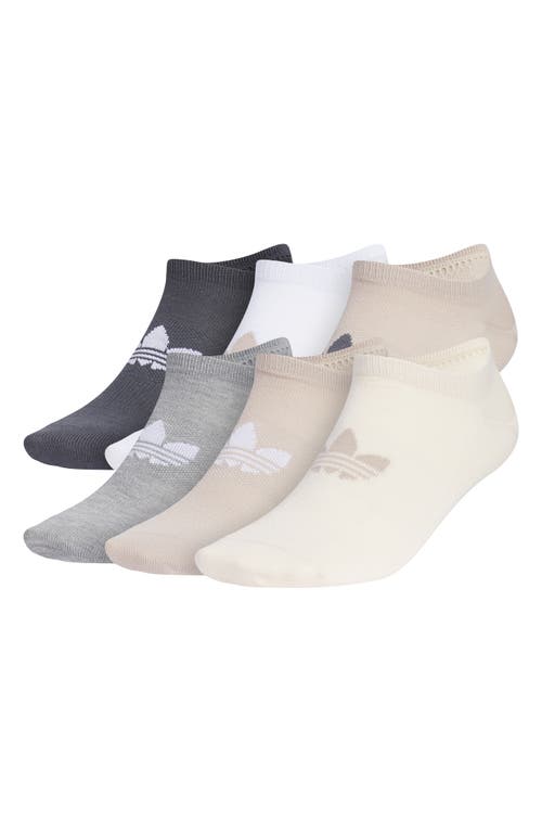 Adidas Originals Adidas Gender Inclusive Superlite Assorted 6-pack No Show Socks In Beige/onix Grey/white