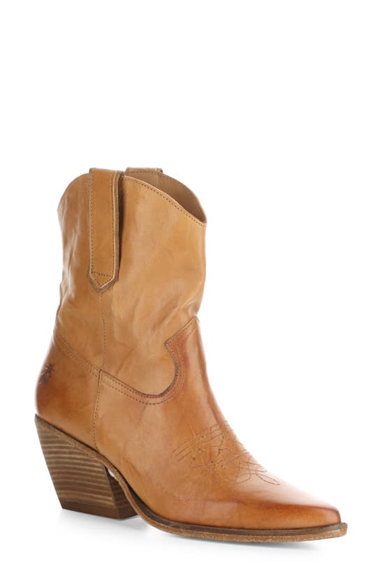 Shop Fly London Wofy Pointed Toe Western Boot In Camel Velvet