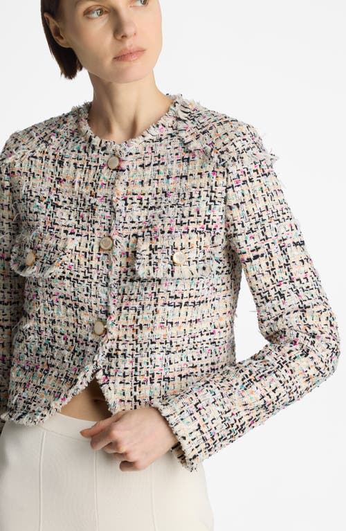 St John Multicolor Eyelash Tweed Jacket In Ecru Multi