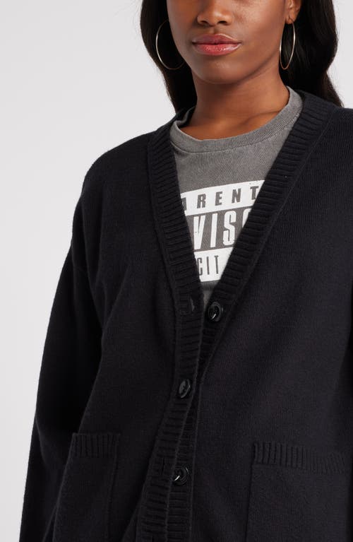 Shop Bp. Oversize Front Pocket Cotton Blend Cardigan In Black