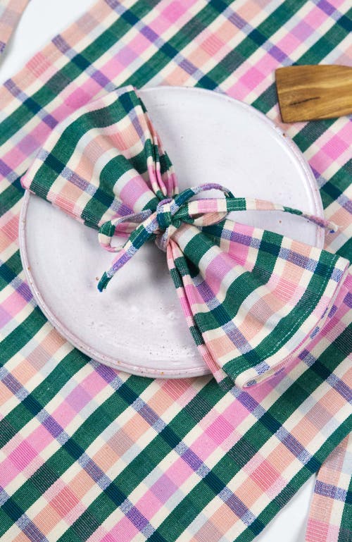 Archive New York Handwoven Classic Plaid Cotton Table Runner In Green