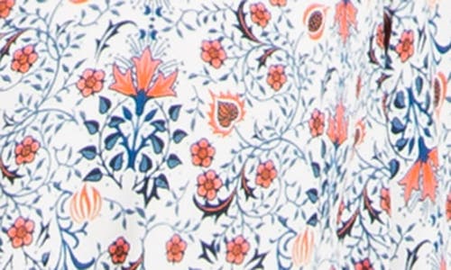 Shop Max Studio Long Sleeve Button Front Crepe Dress In Ivory/rose/navy Folk Flower