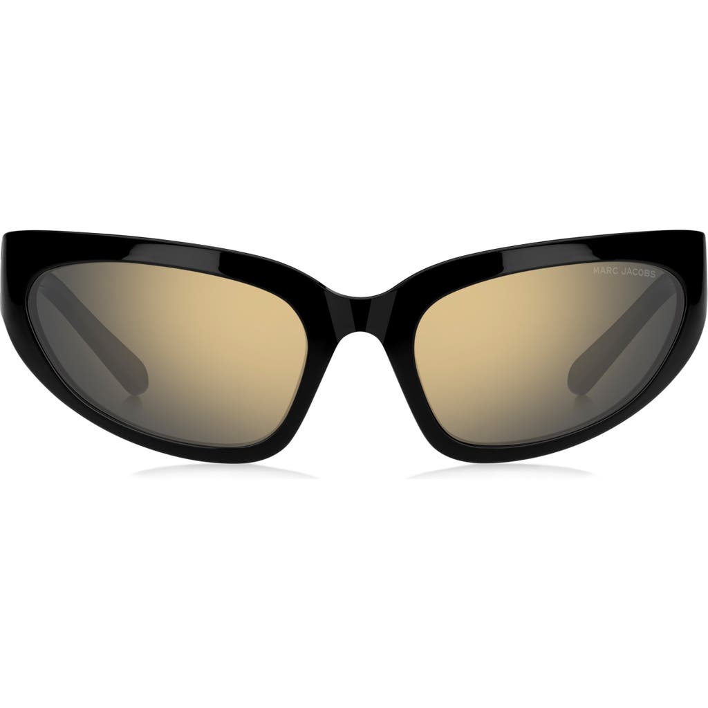 Marc Jacobs 61mm Gradient Cat Eye Sunglasses In Black Grey/grey Gold Mirror